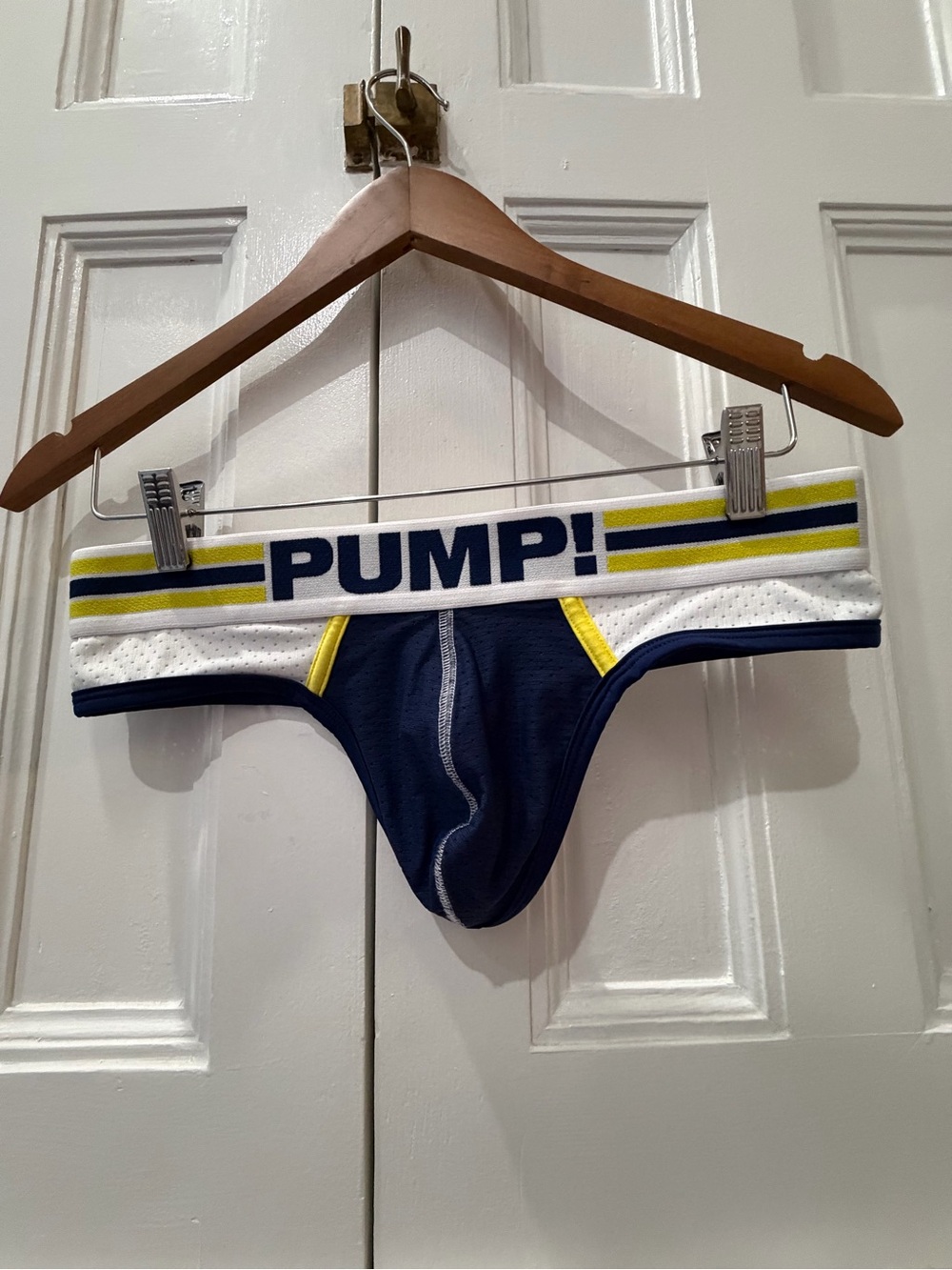 Pump! Navy & White with Yellow Accents